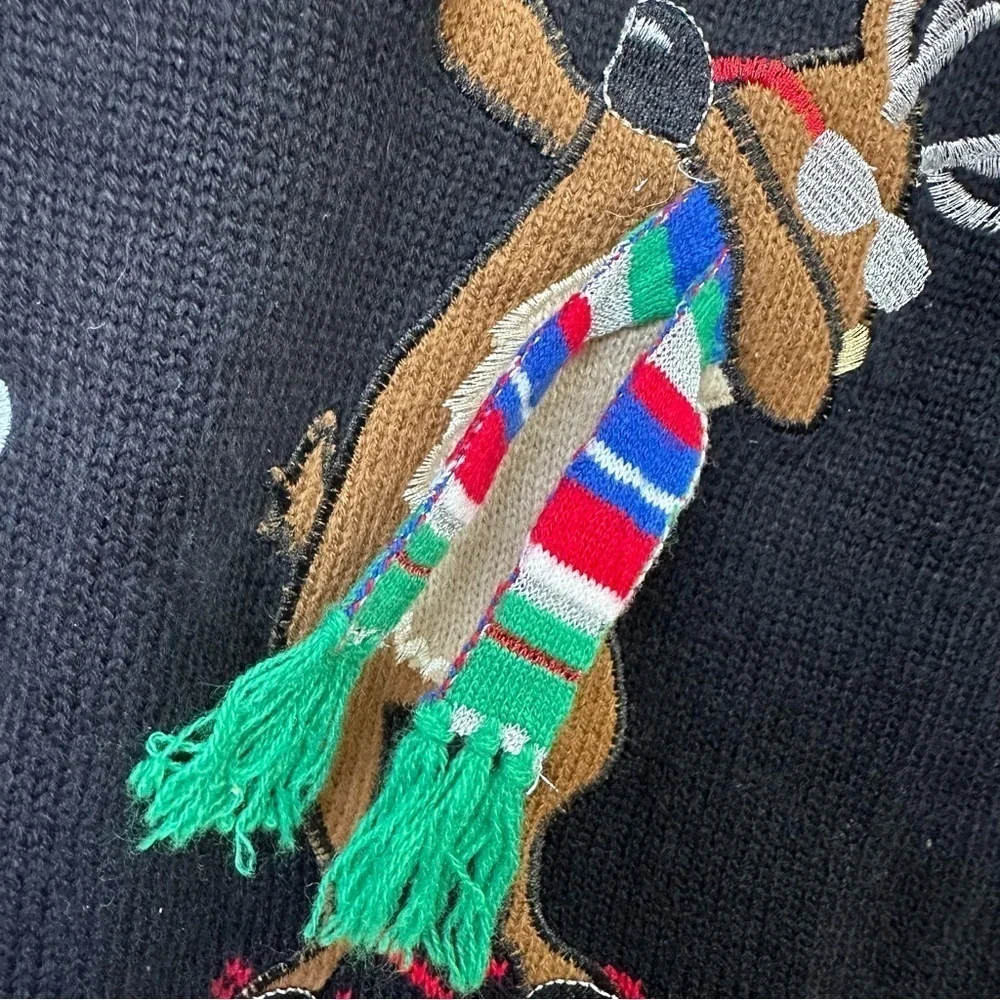 Festive Disco Ball Holiday Santa Reindeer Sweater, Oversized, Small